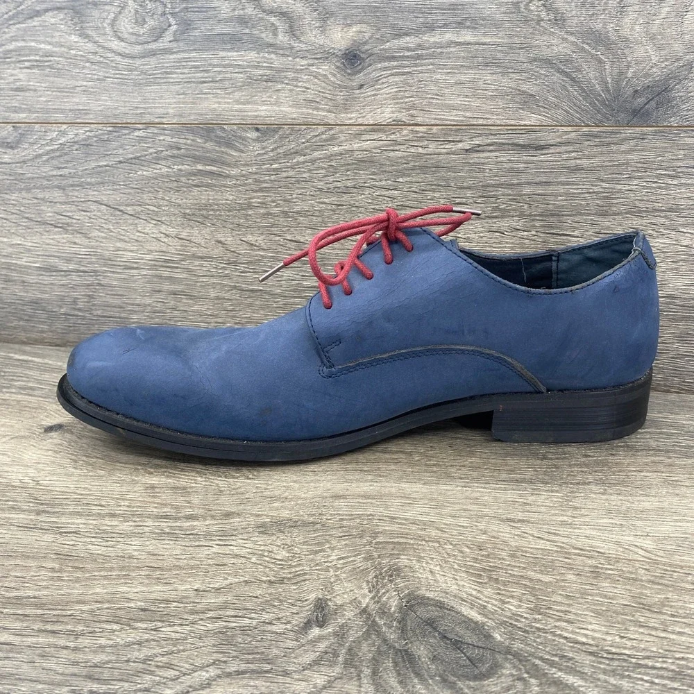 Original Penguin Bryan Derby Shoes Mens 11 Blue Leather Red Lace PENAC11024